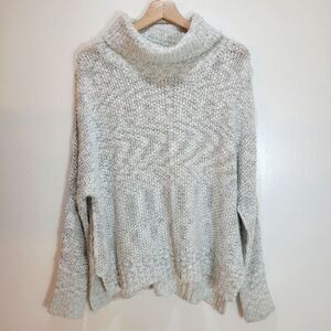 Lush Gray Knit Oversized Cowl Neck Sweater